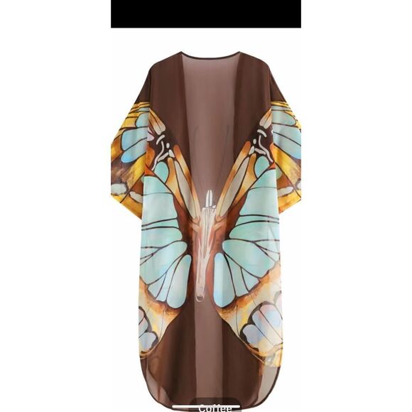 Beautiful butterfly, kimono/cover up with lace butterfly hoop earrings - Picture 8 of 13